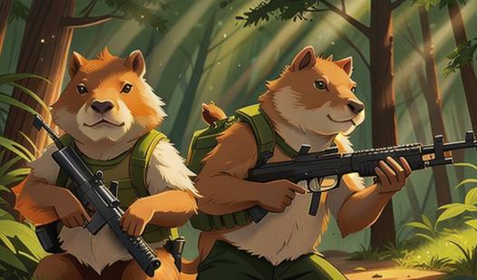 Game Screenshot Capybaras with a Guns. A two-player game.