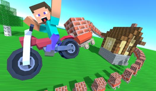 Game Screenshot Nubik rides a motorcycle with carts