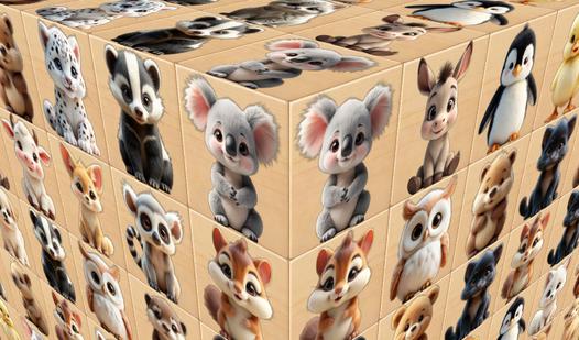 Game Screenshot Fluffy Mahjong 3D. Disassemble The Cube