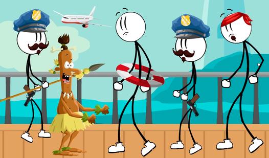 Game Screenshot Stick Escape from Plane and Ship