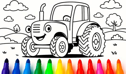 Game Screenshot Blue Tractor: Coloring book for kids