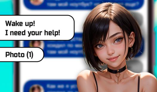 Game Screenshot Chat with Natasha. Fix the Laptop