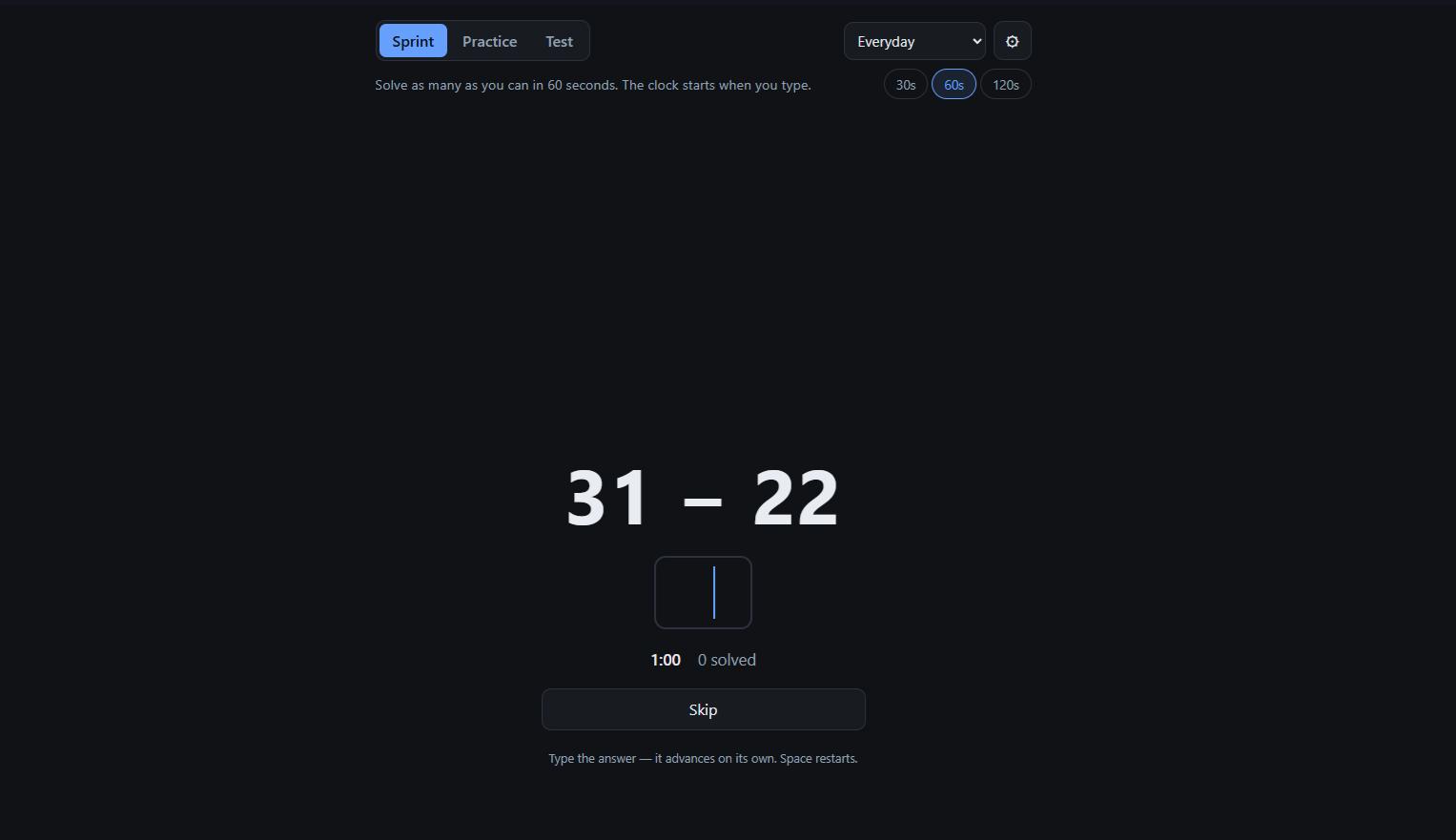 Game Screenshot Mental Math Trainer